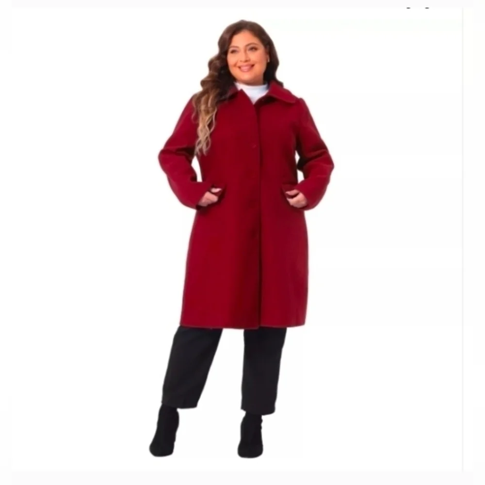 Agnes Orinda Women's Plus Size Winter Fashion Coats Single Breasted Long Peacoat